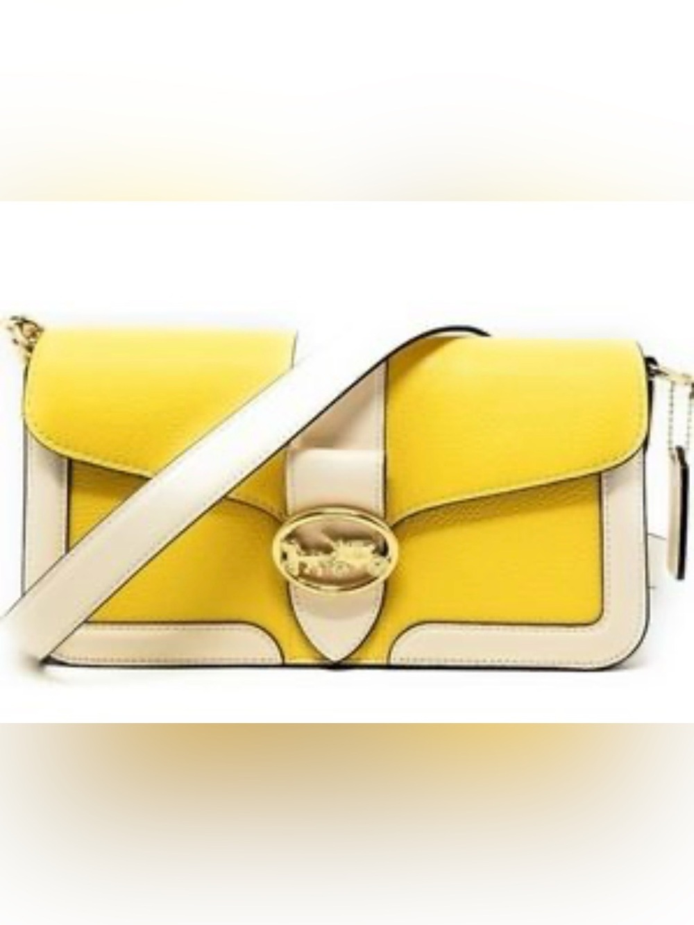 Coach Georgia Yellow Leather Crossbody with Cream Trim and Gold Hardware